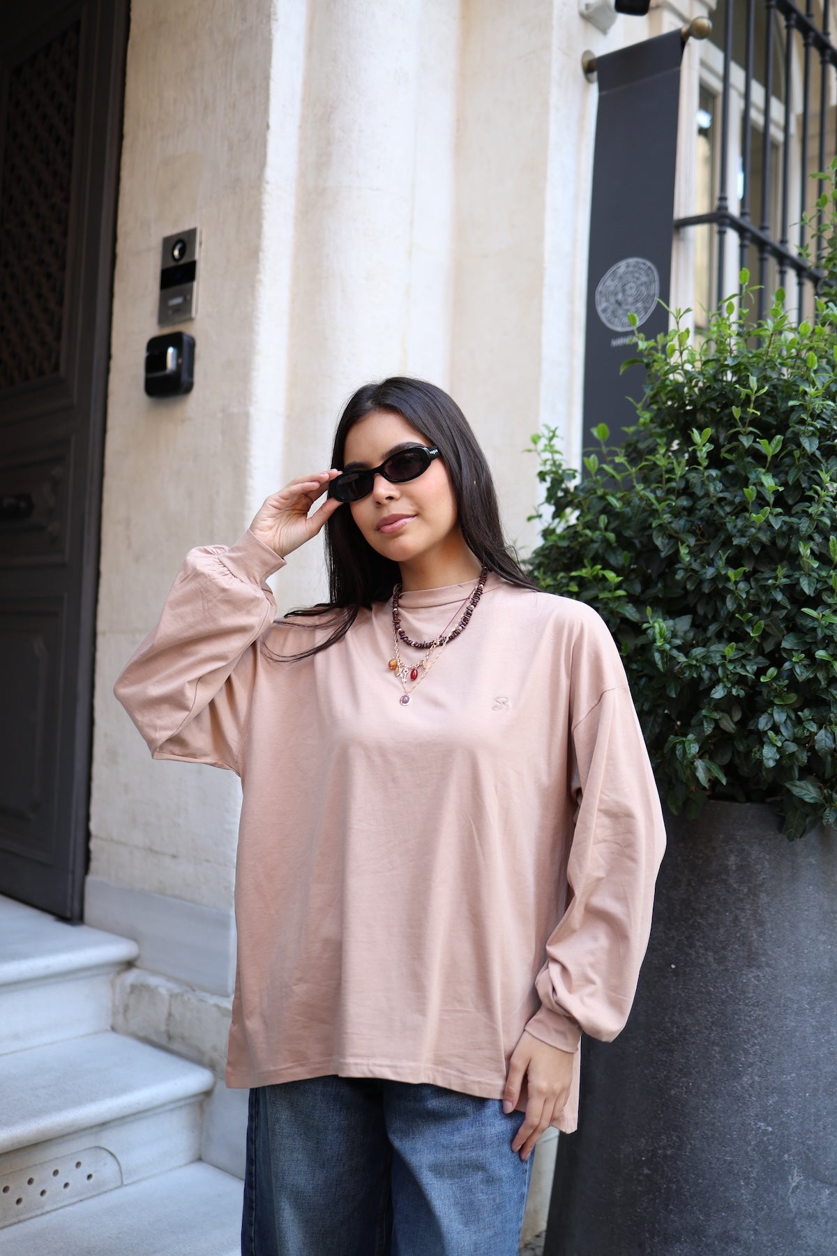 Dik Yaka Balon Kollu Body Camel 75CM