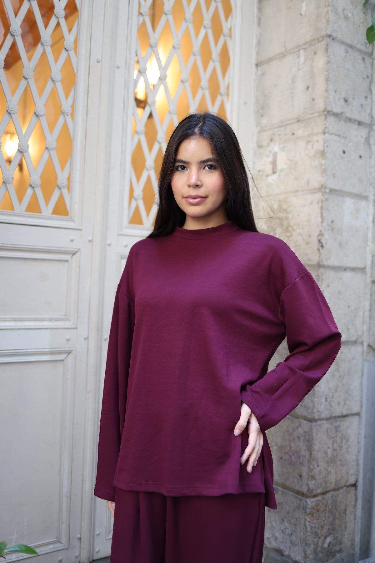Pens Detaylı İkili Takım - Mürdüm