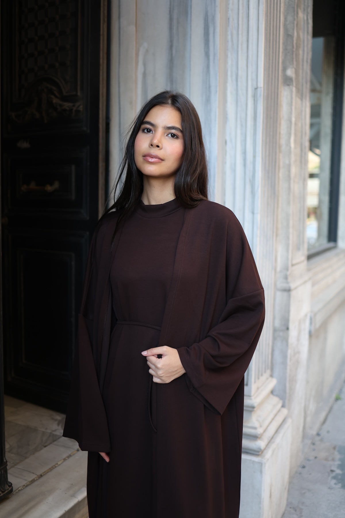 İkili Abaya Takım - Kahverengi