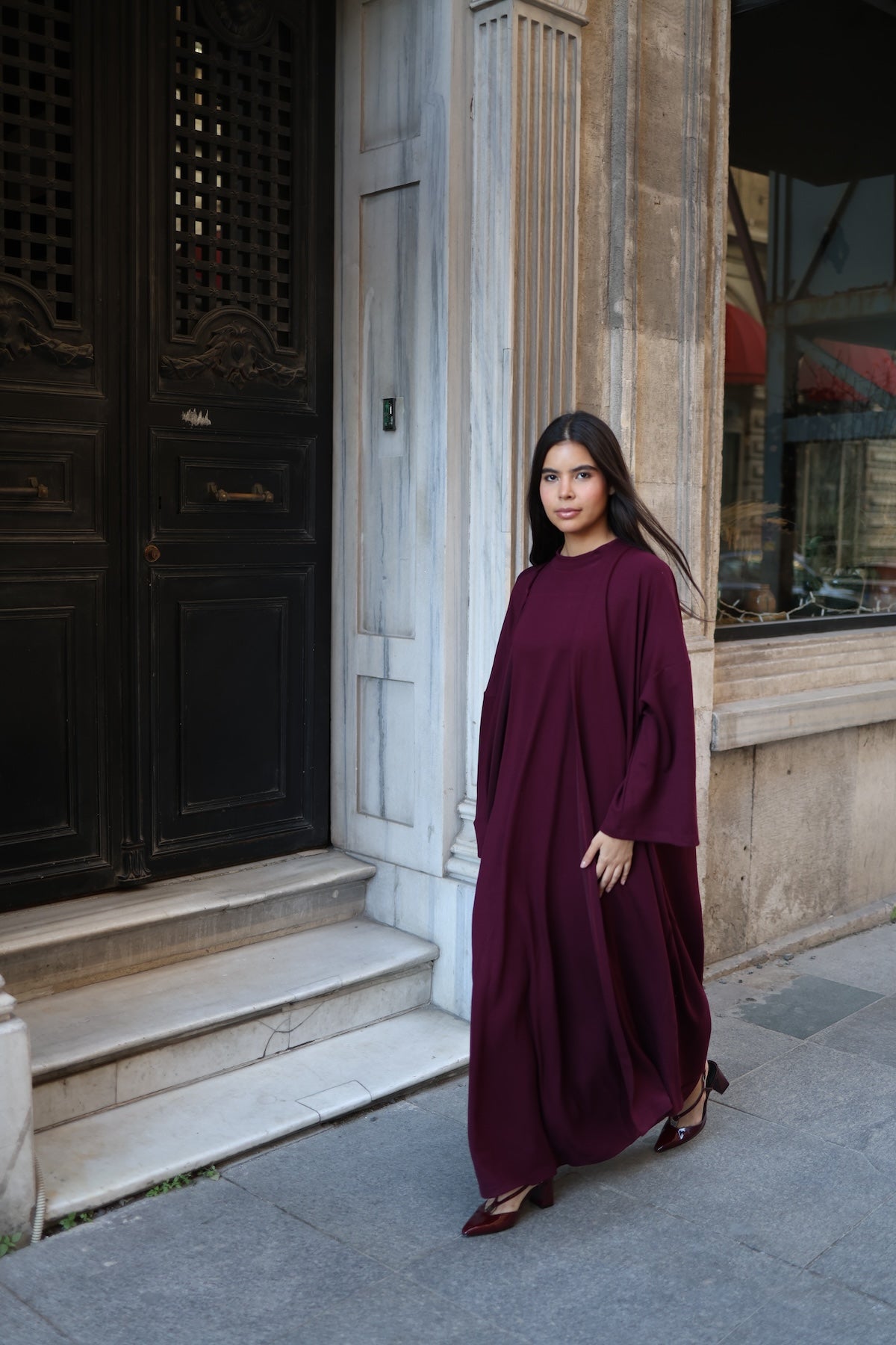 İkili Abaya Takım - Mürdüm