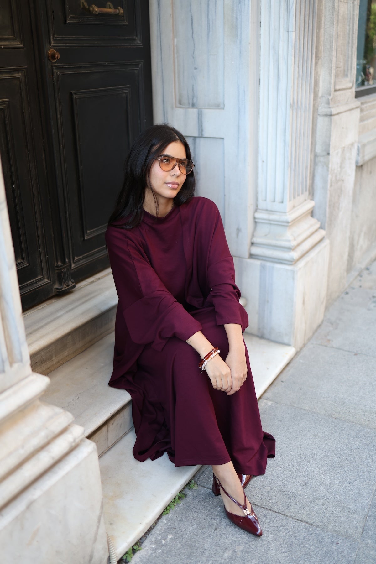 İkili Abaya Takım - Mürdüm
