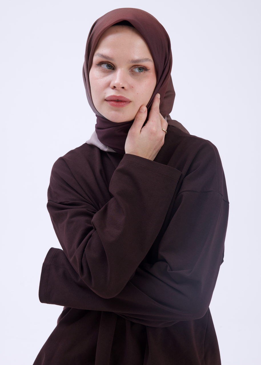 Degrade Soft Bambu Eşarp Kahverengi Bej
