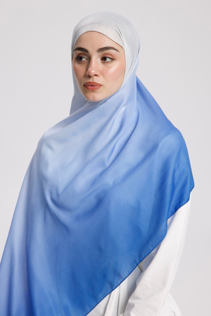 Degrade Soft Bambu Şal Mavi