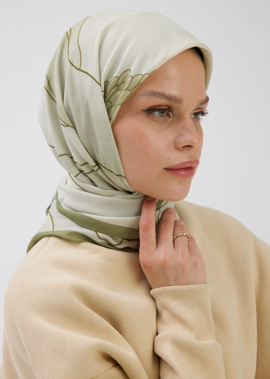 Manolya Desen Soft Bambu Eşarp Yeşil