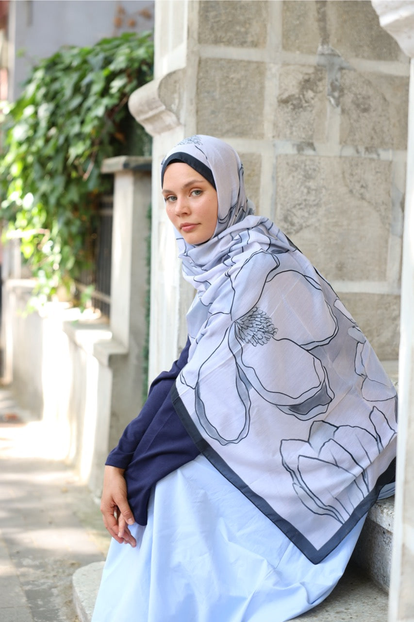 Manolya Desen Soft Bambu Şal Mavi