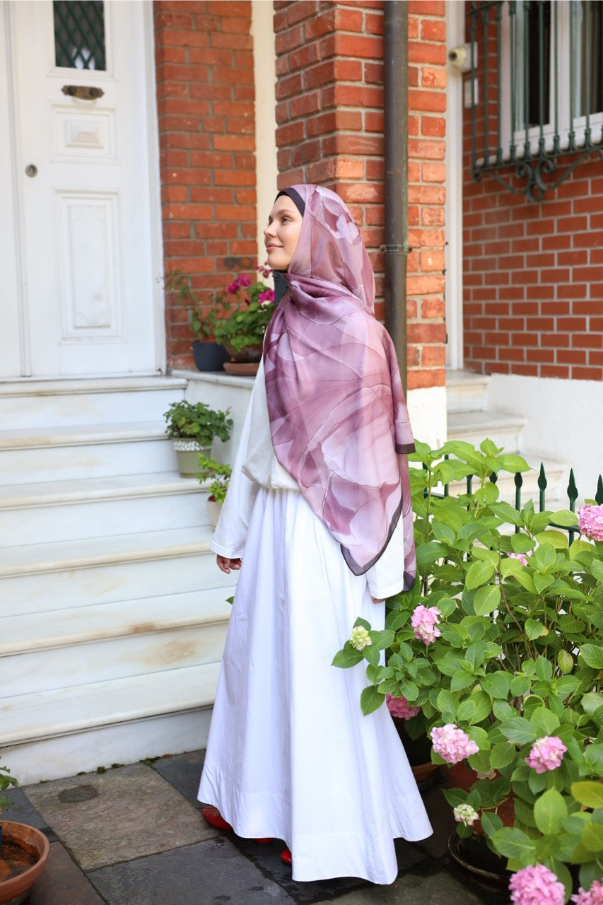 Lale Desen Soft Bambu Şal Mürdüm