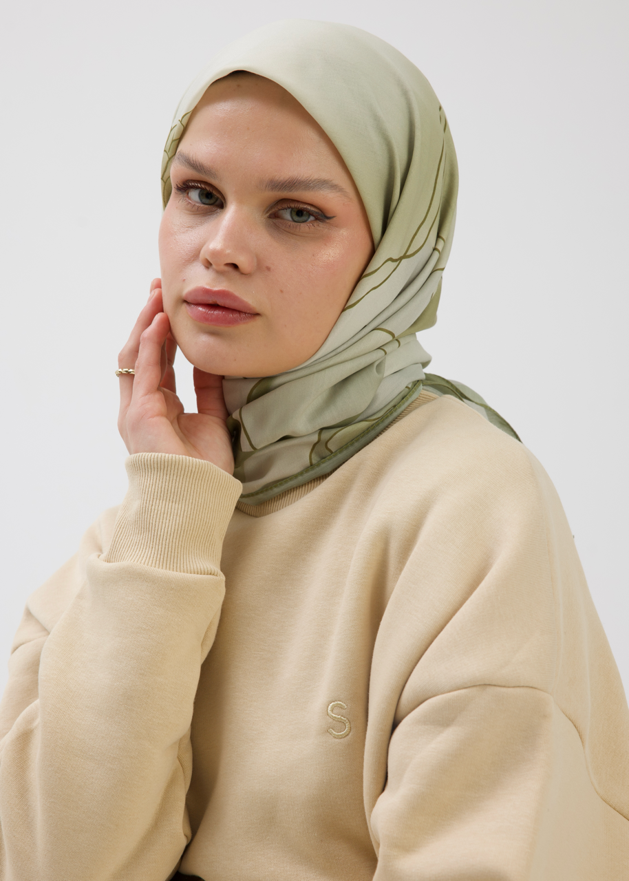 Manolya Desen Soft Bambu Eşarp Yeşil