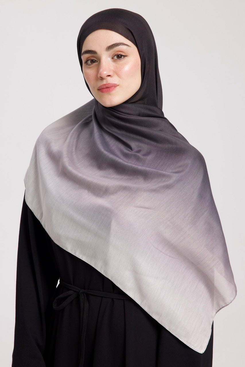 Degrade Soft Bambu Şal Siyah Beyaz