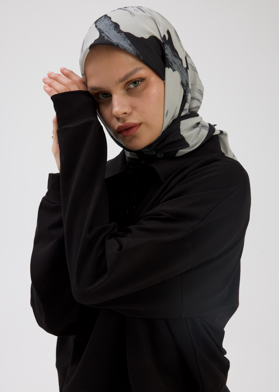UBÇ Desen Soft Bambu Eşarp Siyah