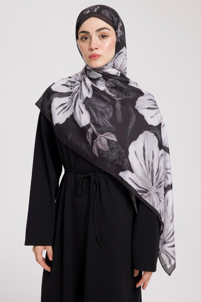 UBÇ Desen Soft Bambu Şal Siyah - Beyaz
