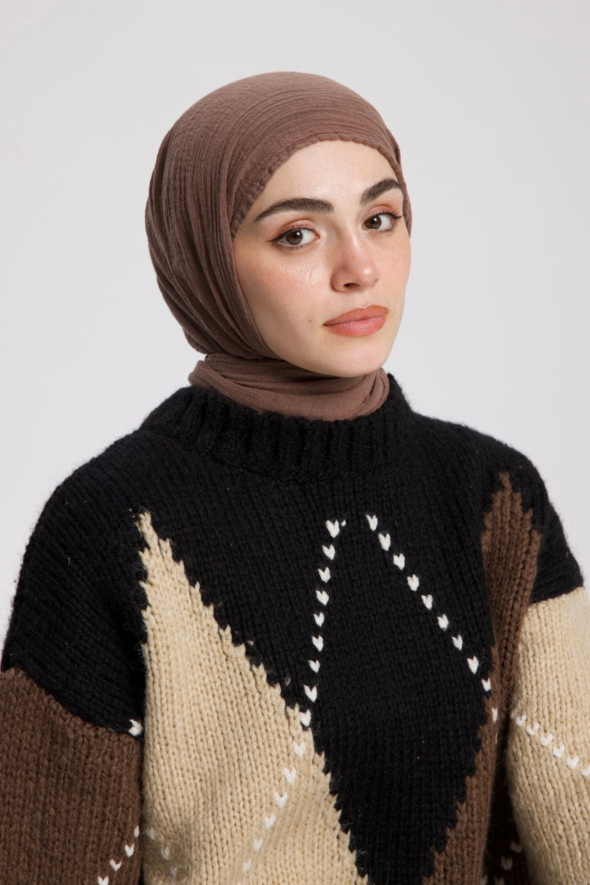 Crinkle Essence Şal Vintage Brown