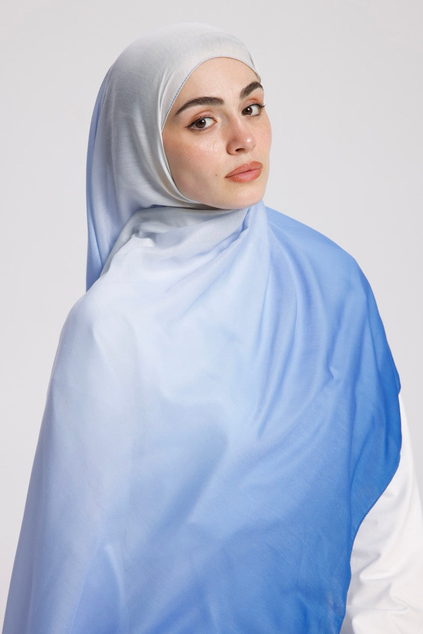 Degrade Soft Bambu Şal Mavi