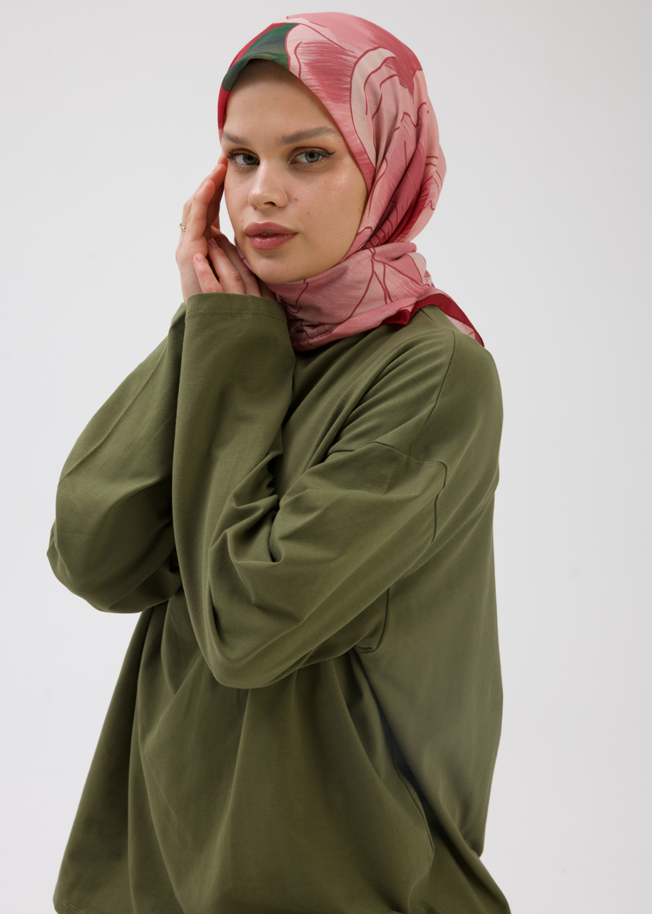 Şakayık Desen Soft Bambu Eşarp Bordo Pembe