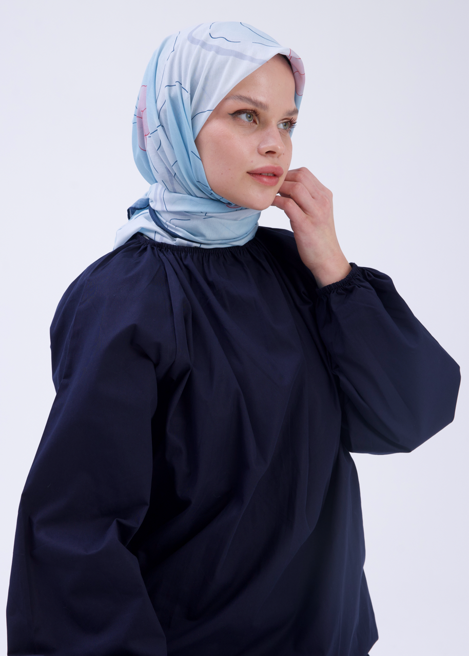 Orkide Desen Soft Bambu Eşarp Bebek Mavi