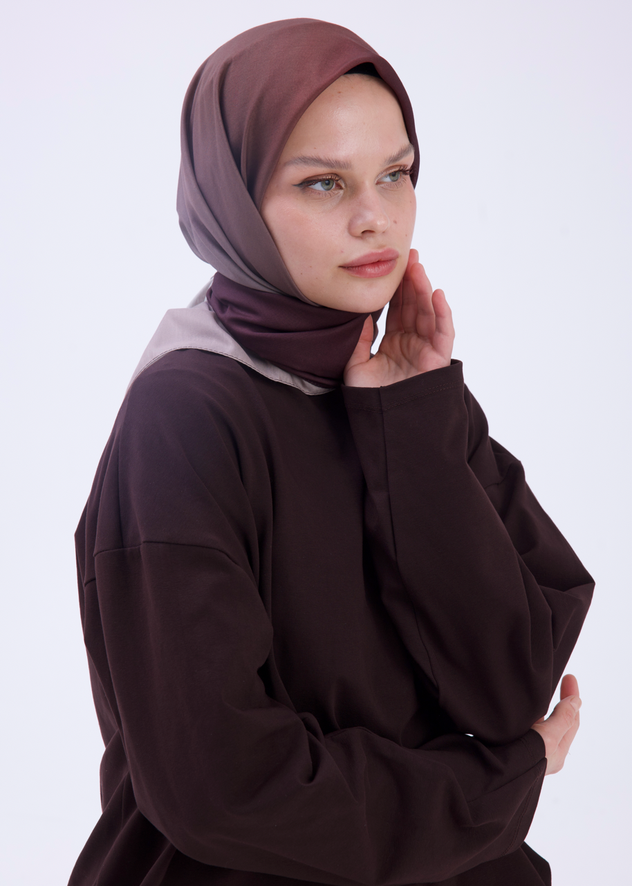 Degrade Soft Bambu Eşarp Kahverengi Bej