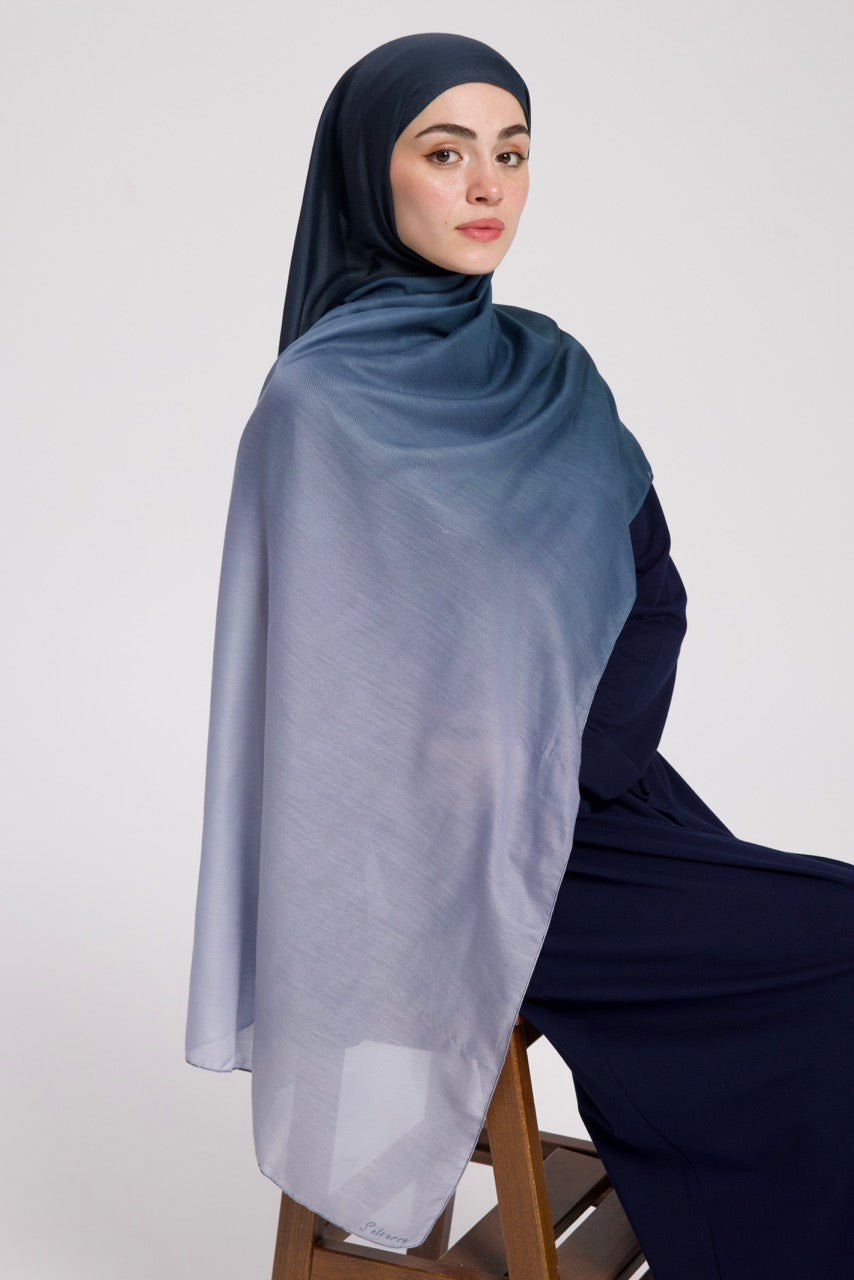 Degrade Soft Bambu Şal Lacivert