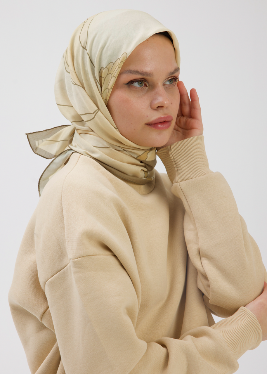 Manolya Desen Soft Bambu Eşarp Hardal