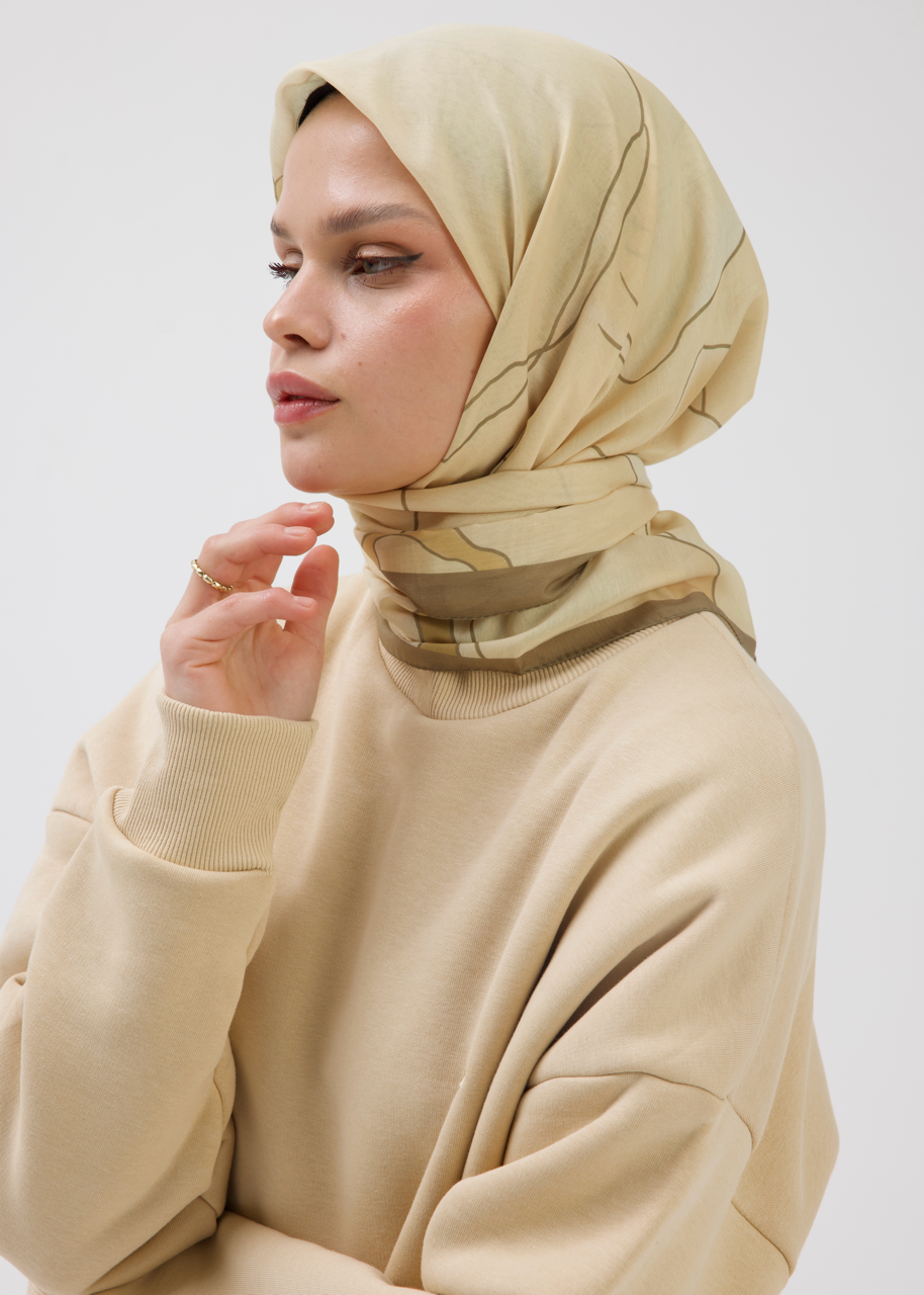 Manolya Desen Soft Bambu Eşarp Hardal