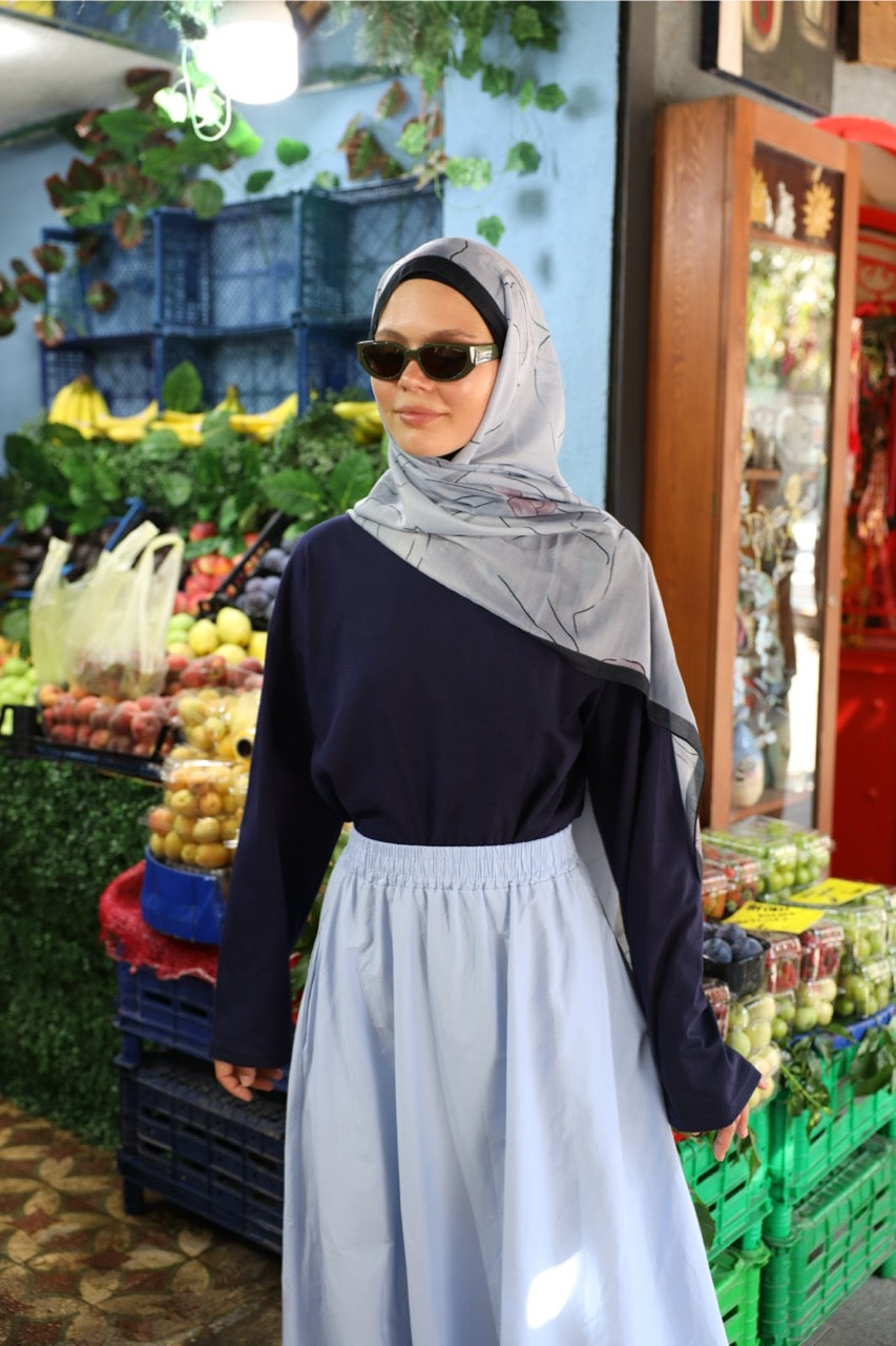 Orkide Desen Soft Bambu Şal Bebek Mavi