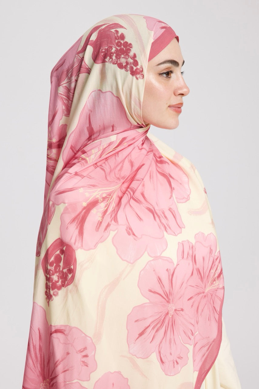 UBÇ Desen Soft Bambu Şal Tereyağı Sarı - Pembe