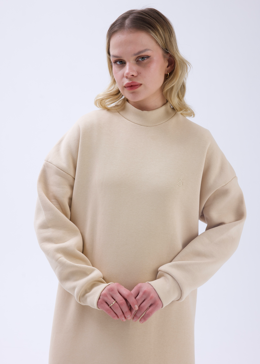 Comfy Sweat Elbise Bej