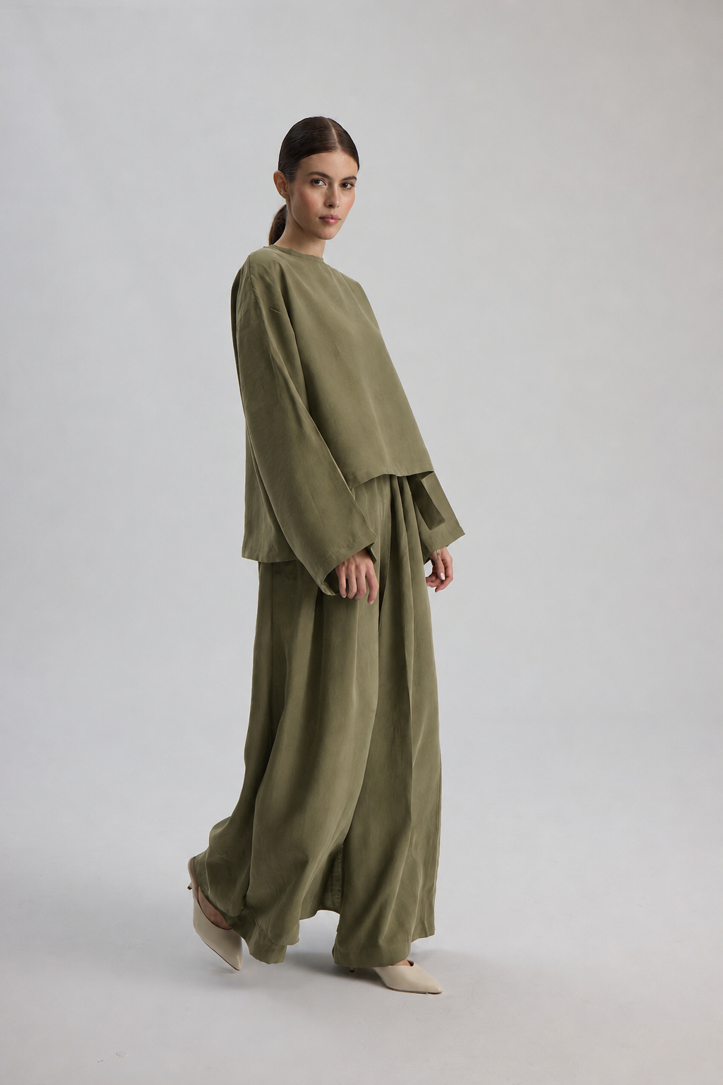 Tensel Pantolon Etek Bluz Takım Haki