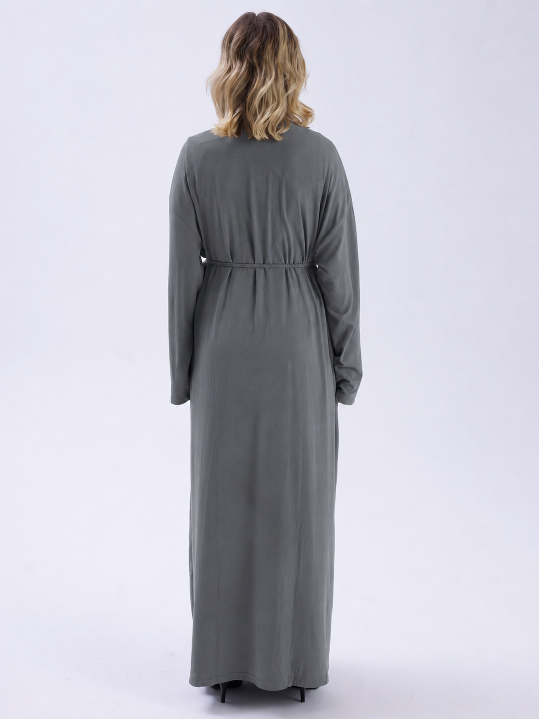 Dik Yaka 140 CM Elbise Füme