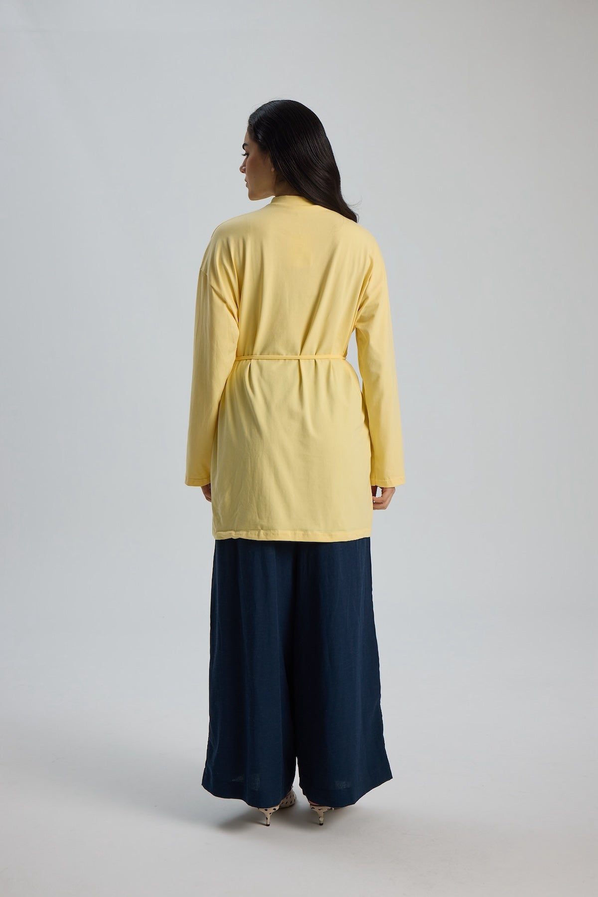 Dik Yaka 85 CM Tunik Sarı