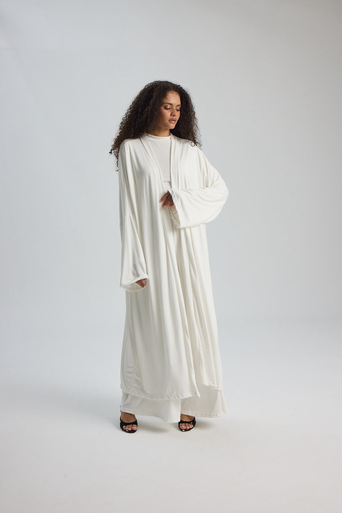 Viskon Penye Abaya Ekru