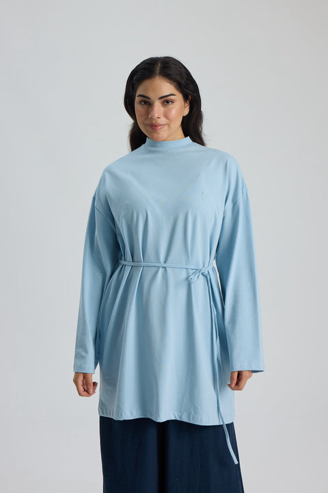 Dik Yaka 85 CM Tunik Bebe Mavi
