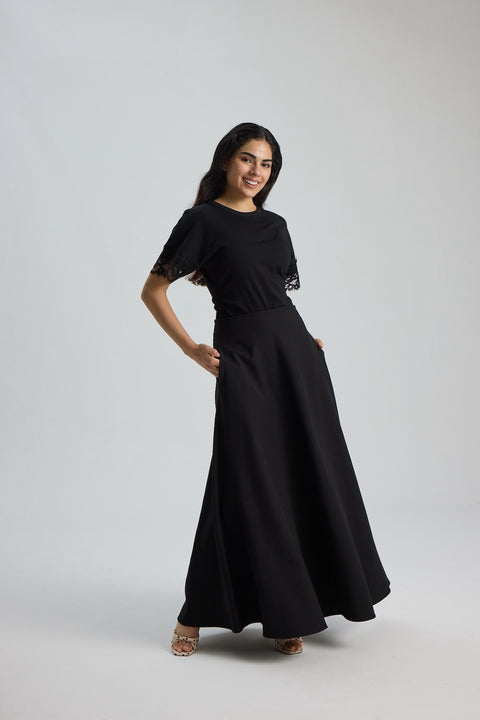Lina Viskon Kloş Etek Siyah