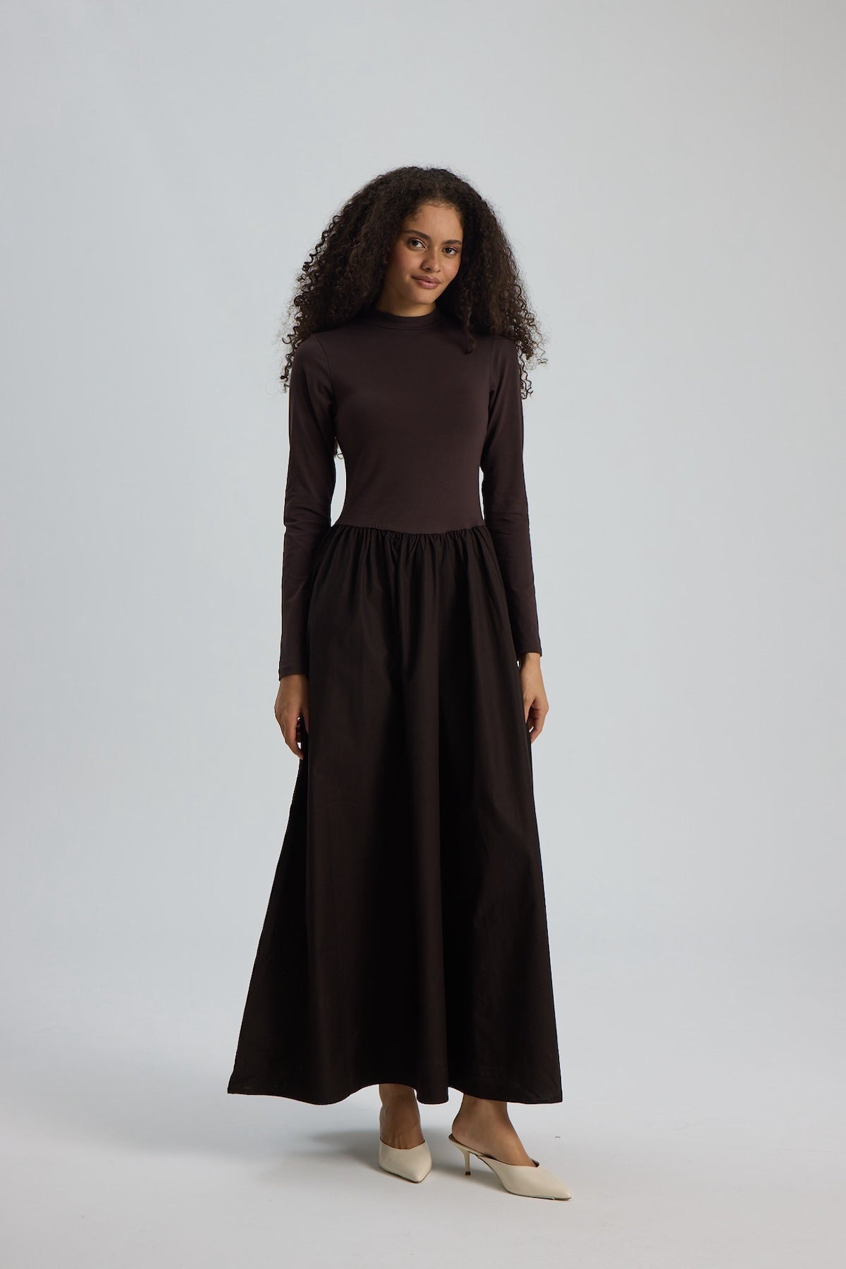 Noir Maxi Elbise Acı Kahve
