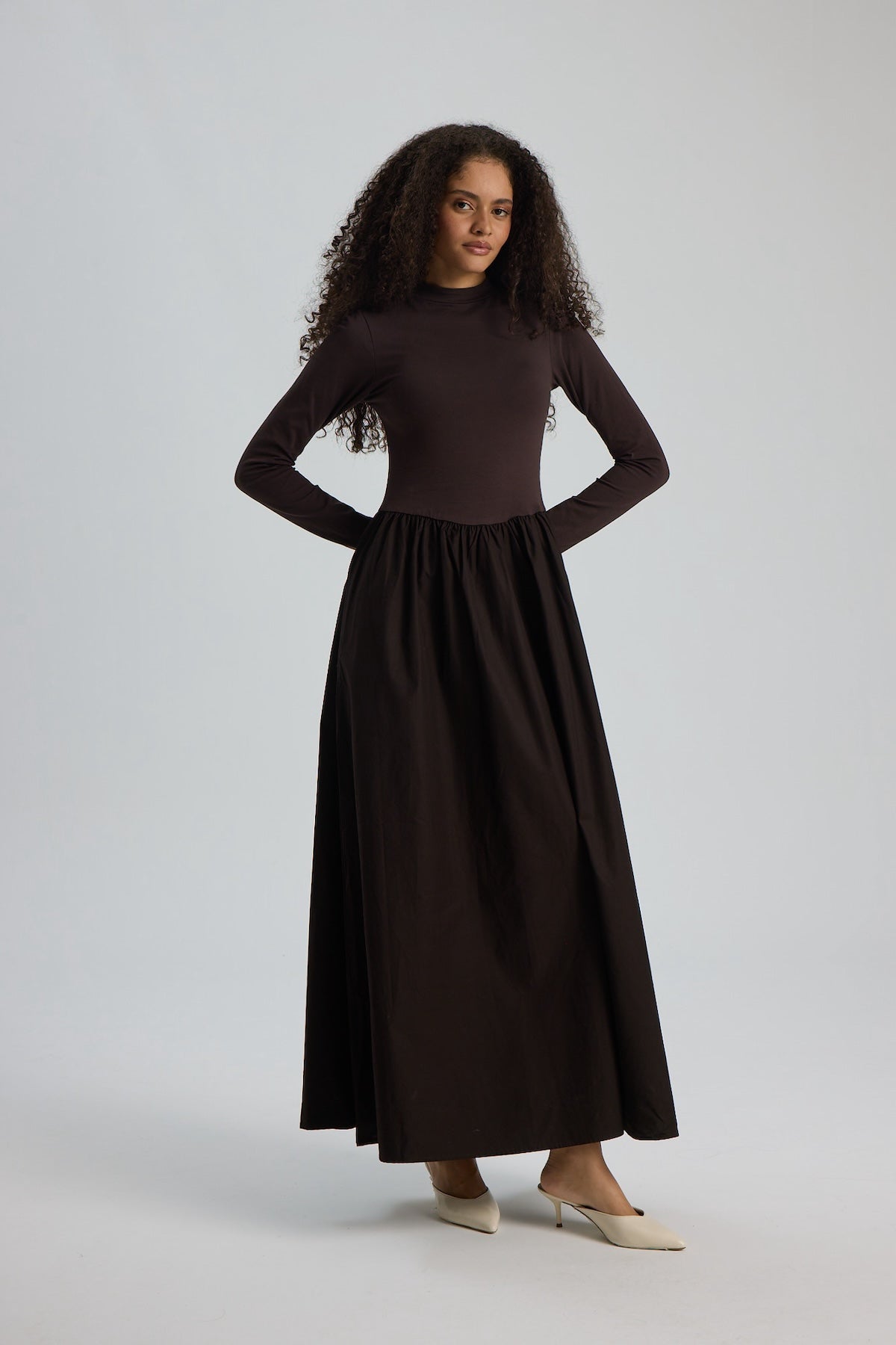 Noir Maxi Elbise Acı Kahve