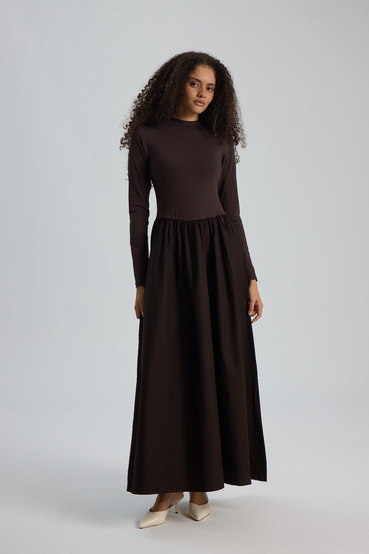 Noir Maxi Elbise Acı Kahve