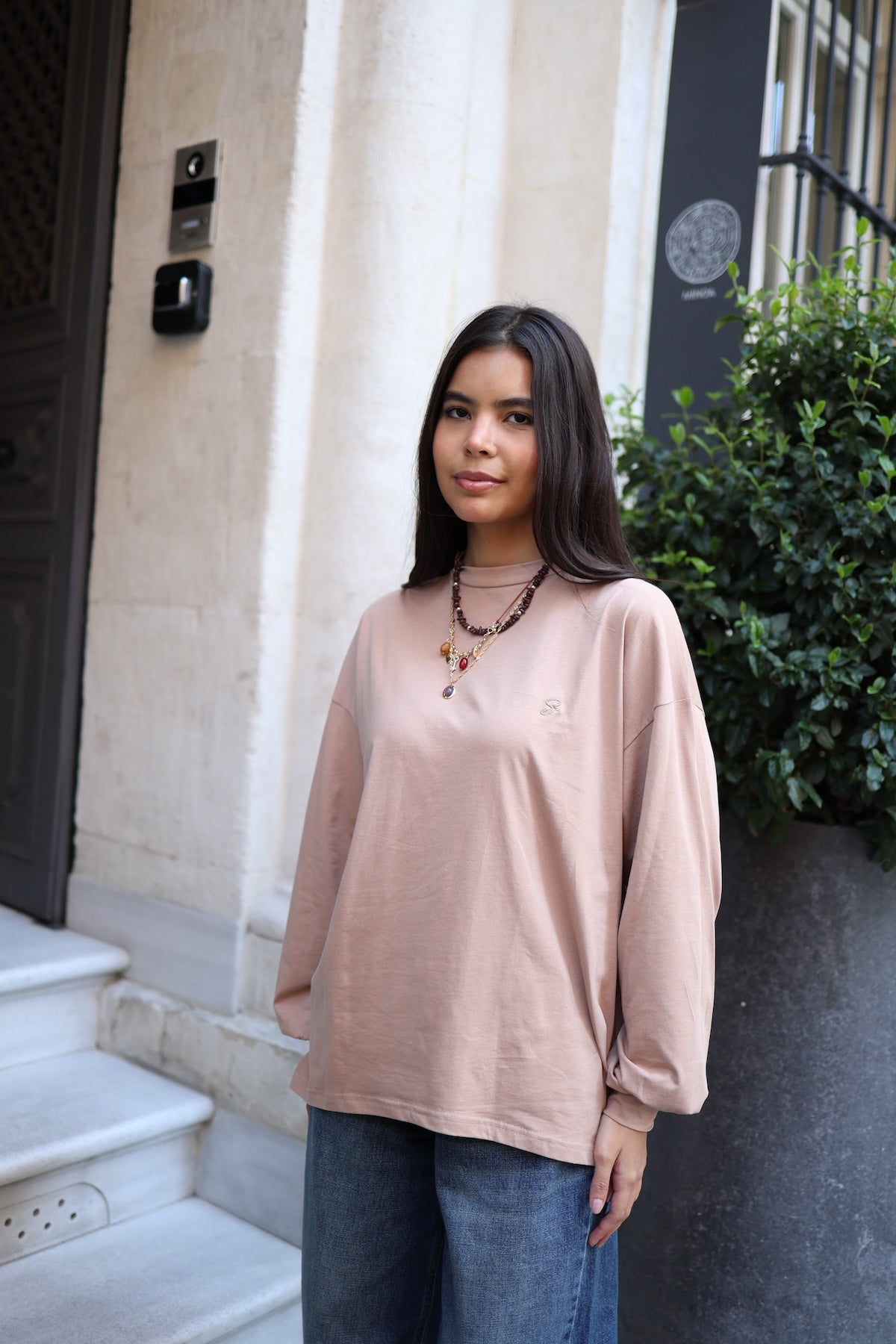 Dik Yaka Balon Kollu Body Camel 75CM