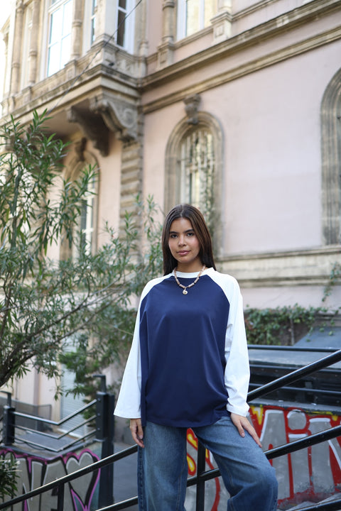 Reglan Kol Body Lacivert - Beyaz