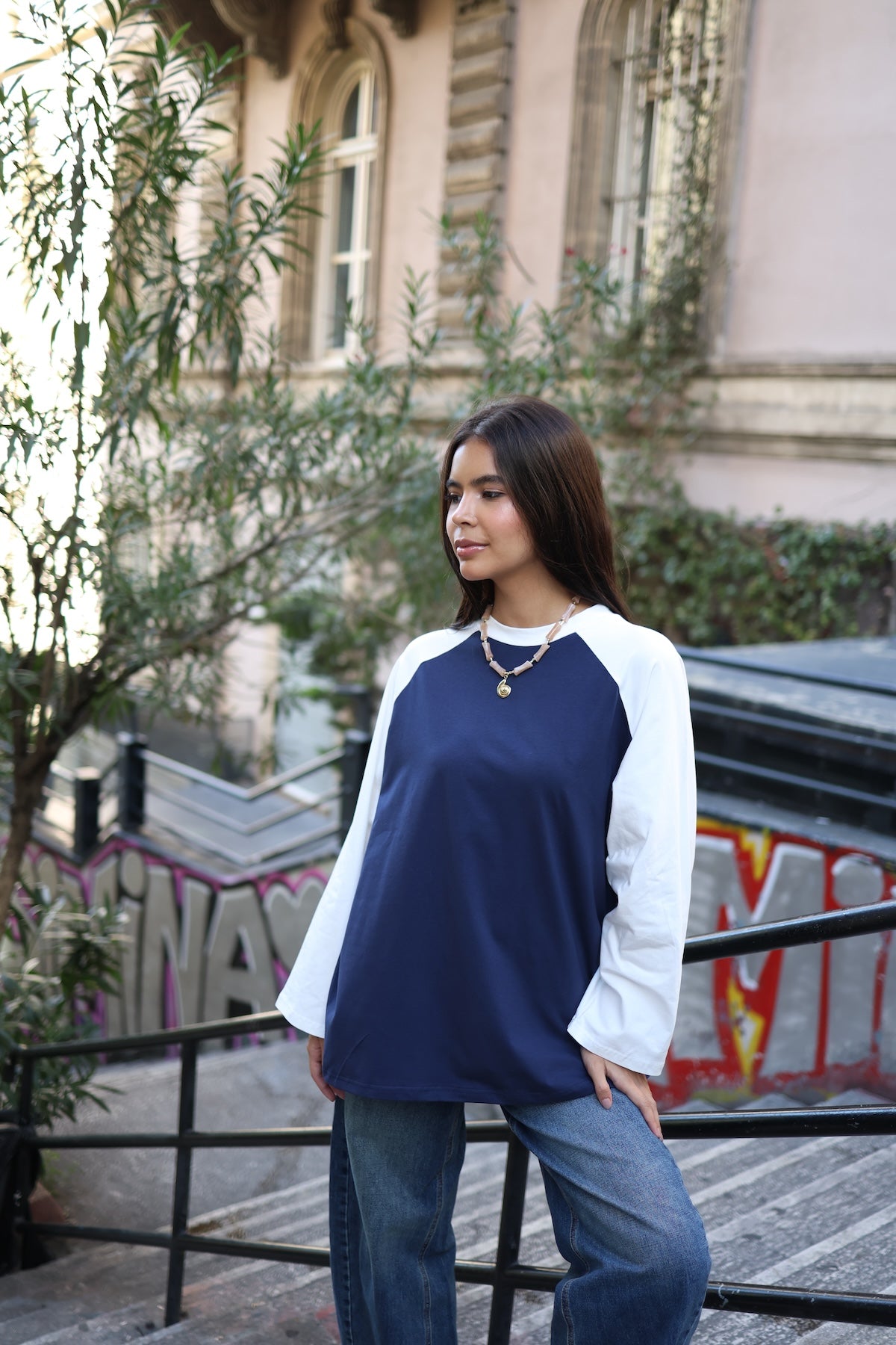 Reglan Kol Body Lacivert - Beyaz