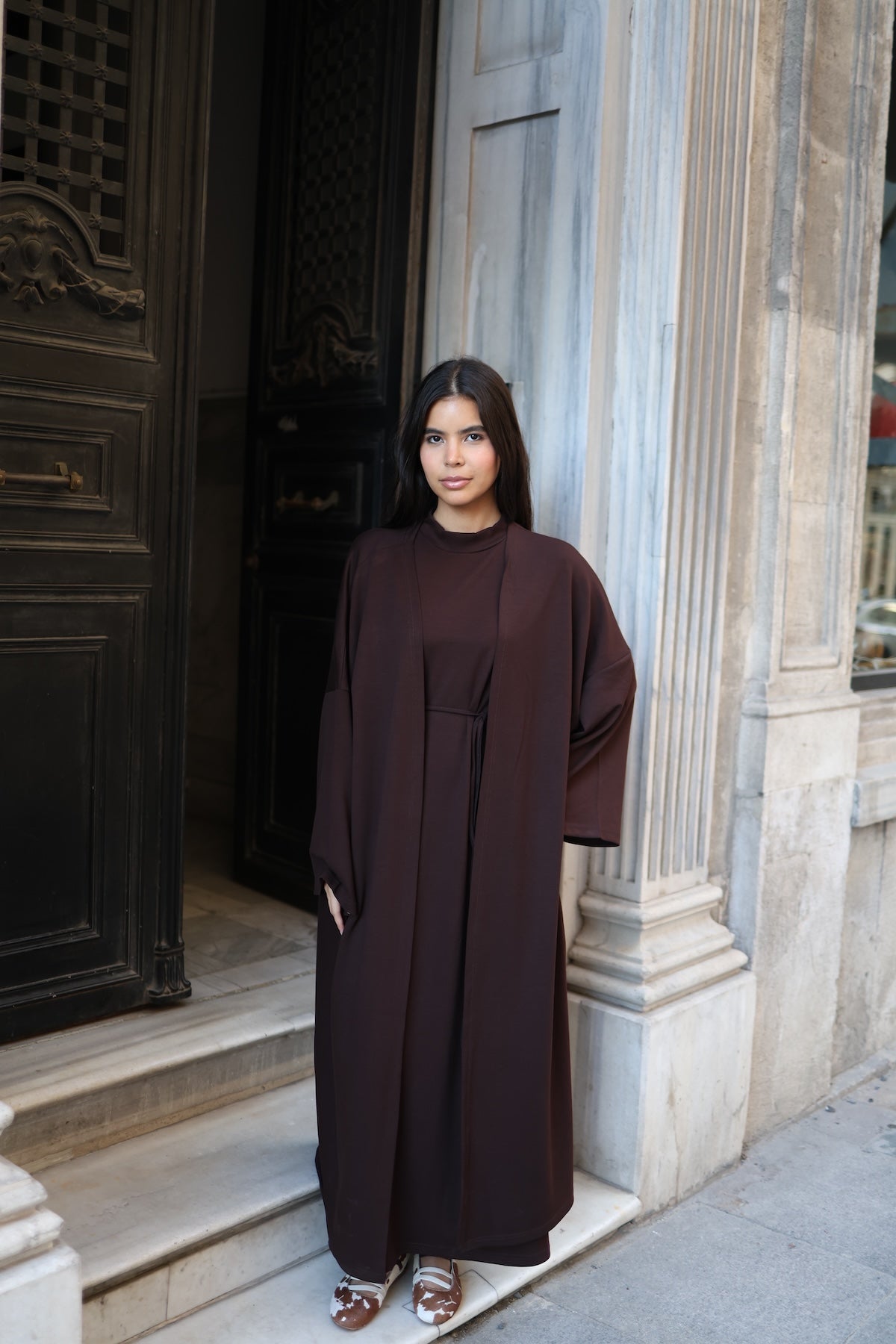 İkili Abaya Takım - Kahverengi