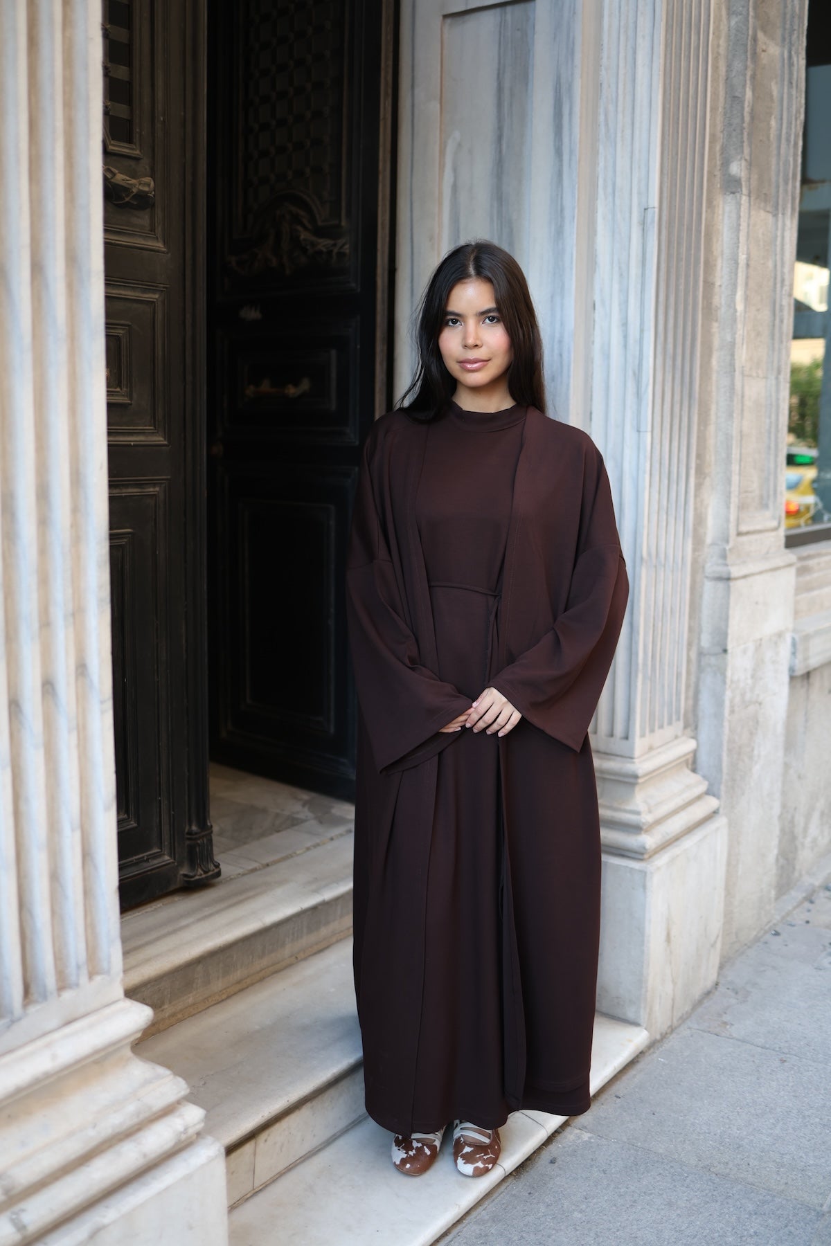 İkili Abaya Takım - Kahverengi