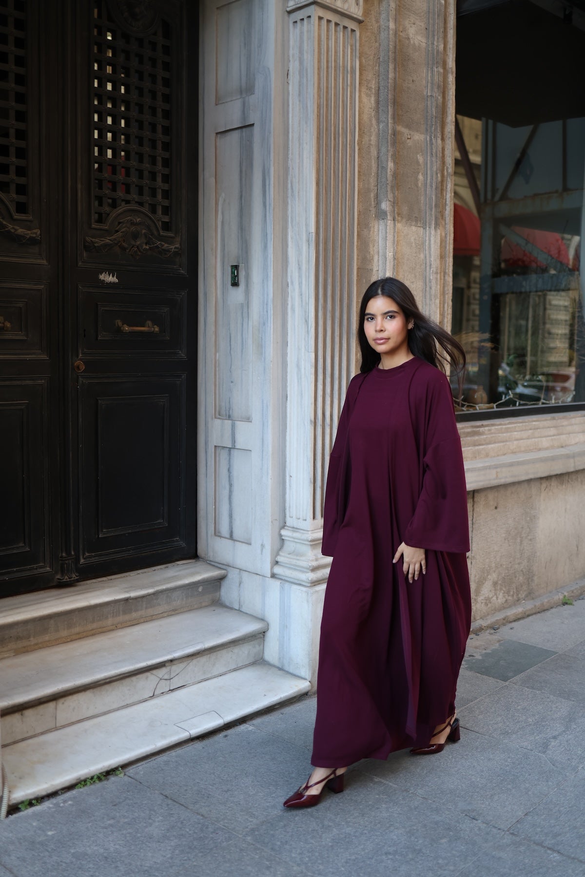 İkili Abaya Takım - Mürdüm