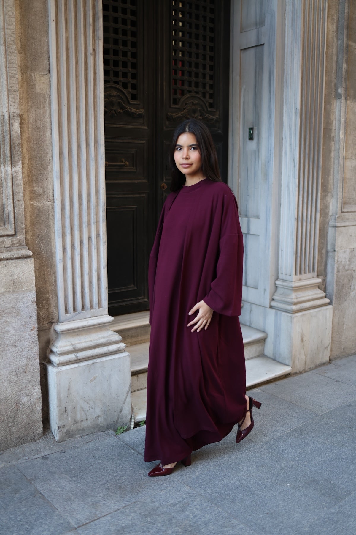 İkili Abaya Takım - Mürdüm