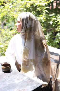ORKİDE DESEN SOFT BAMBU ŞAL Hardal