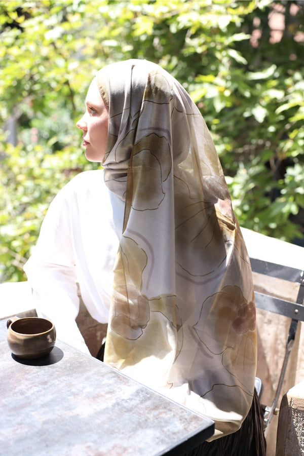 ORKİDE DESEN SOFT BAMBU ŞAL Hardal