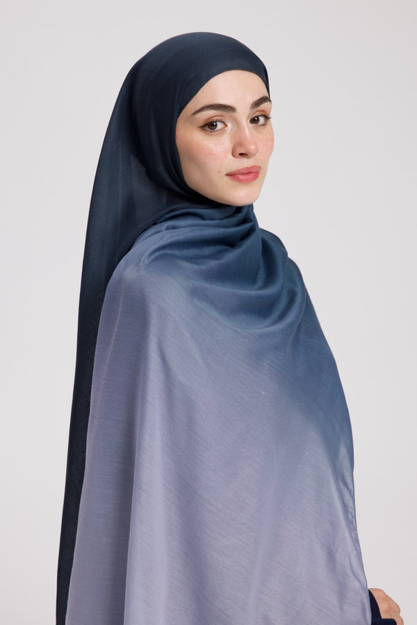 Degrade Soft Bambu Şal Lacivert