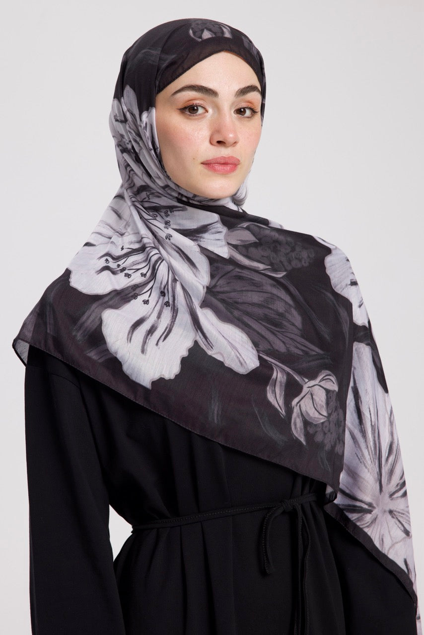 UBÇ Desen Soft Bambu Şal Siyah - Beyaz