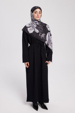 Dik Yaka 140 CM Elbise Siyah