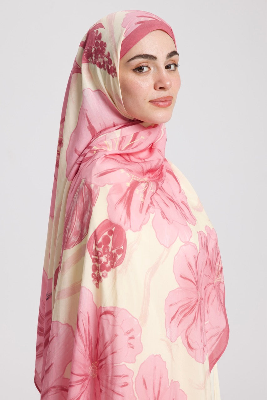 UBÇ Desen Soft Bambu Şal Tereyağı Sarı - Pembe