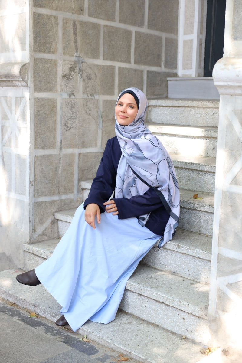 Düz Cepli Poplin Etek-103CM Bebek Mavi