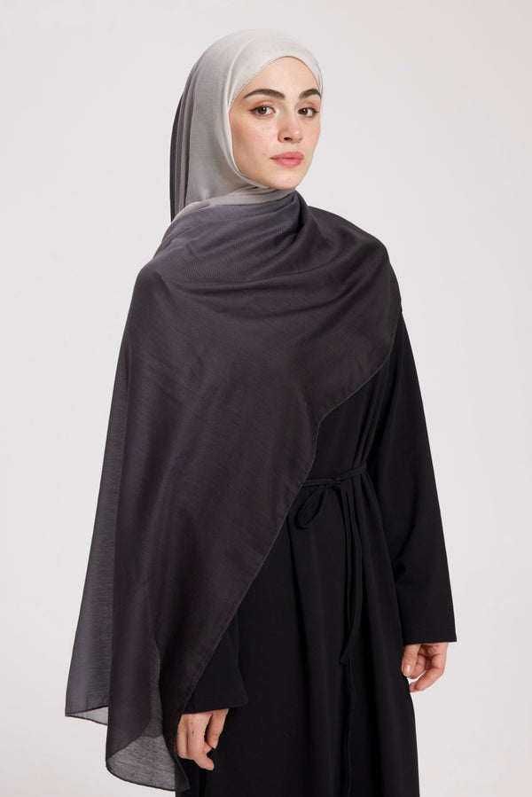 Degrade Soft Bambu Şal Siyah Beyaz