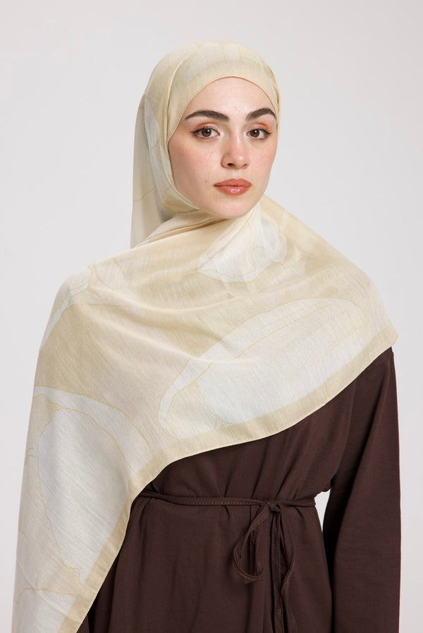 Lale Desen Soft Bambu Şal Tereyağı Sarısı